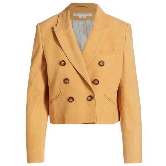 Veronica Beard Nevis Tailored Leather Cropped Blazer - Picture 4 of 10